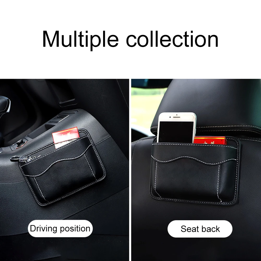 LEEPEE автомобильный карман, сумка-Органайзер для карт, для мобильного телефона, для сбора, липкая сумка из искусственной кожи, автомобильный ящик для хранения, для самостоятельного стайлинга автомобиля