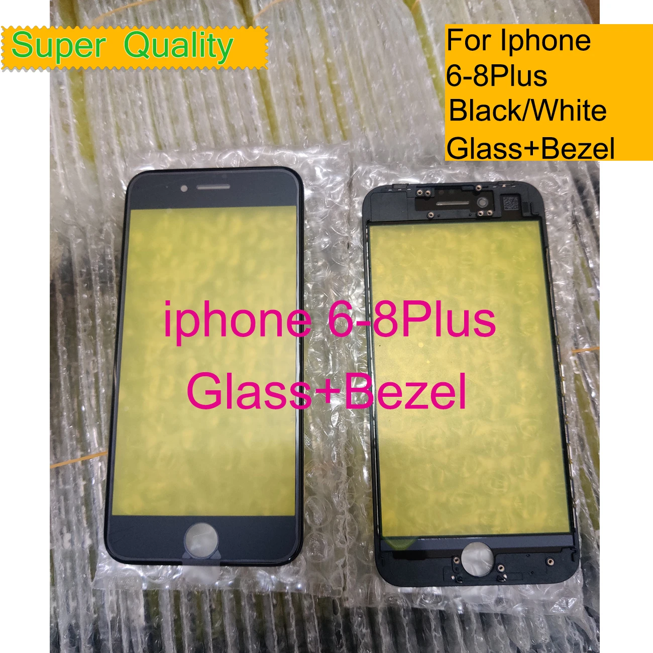 10 unids/lote para iphone 8 Plus de pantalla táctil Panel frontal exterior de  cristal LCD con marco bisel para el iphone 6 7 8 DE 2 en 1|Panel táctil de  teléfono móvil| - AliExpress