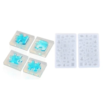 

1Pcs Diamond Shape Silicone Mold Mould Pendant Jewelry Making Mold & 4Pcs Puzzle Gemstone Crystal Mold Silicone Mould