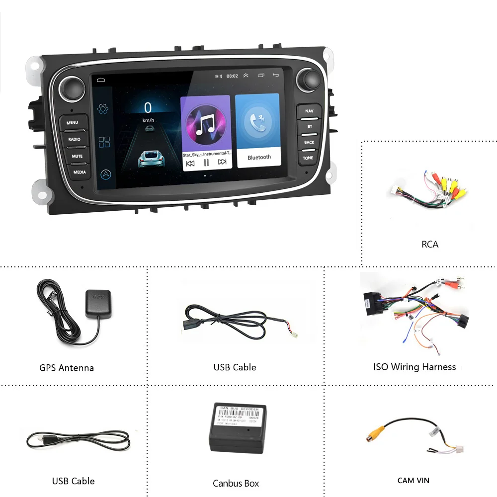 2din Android 8,1 gps авто радио 2 Din Автомобильный мультимедийный плеер 7 ''Авторадио для Ford/Focus/S-Max/Mondeo 9/Galaxy yc-Max