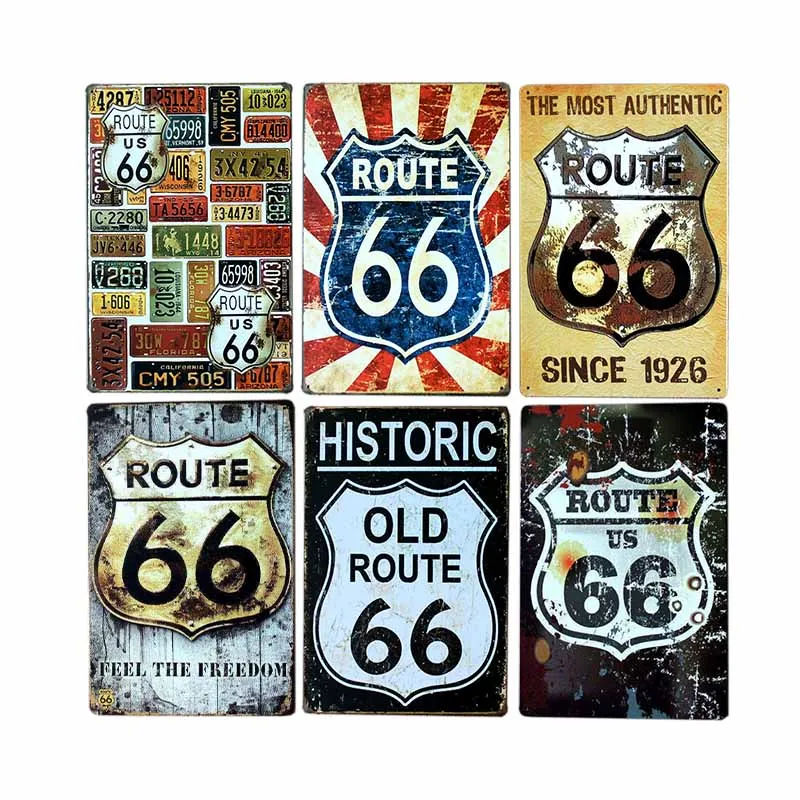 Route 66 декоративных знаков эмалированная ретро тарелка винтажные гаражные