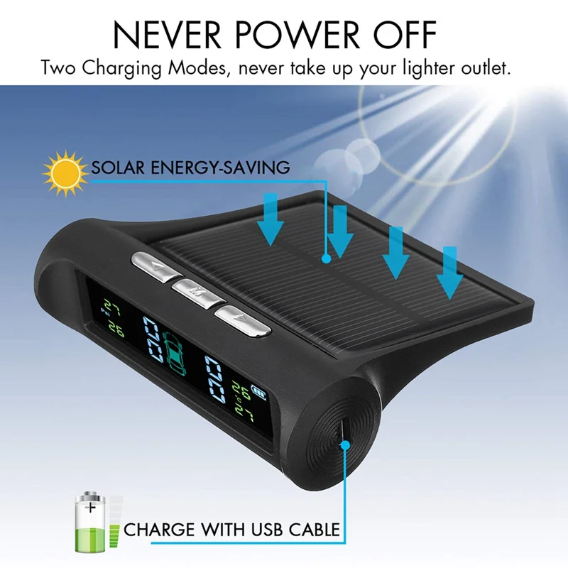 

Universal External Accurate Durable Tire Pressure Monitor Solar Tire Pressure Detection Car Tire Wireless Monitor
