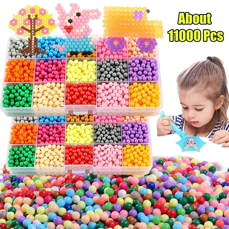 Cuentas de recambio Hama para niños y niñas, puzle Aquabeads DIY, juego de cuentas de espray de agua, juegos de bolas 3D, juguetes mágicos hechos a mano, 4MM
