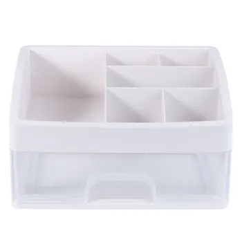 

Plastic Cosmetic Drawer Transparent Makeup Container Desktop Sundry Storage Case Jewelry Box for Storage White (Size Small 1 Lay