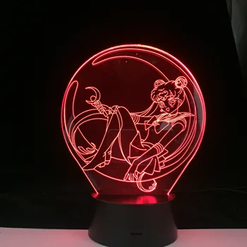 

HY Sailor Moon Anime light 3D LED Lamp 16 Colors Changing Night Light Cool Girl Children Bedroom Decoration Gift Remote Control