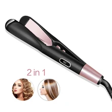 2 In 1 Twist Flat Iron Pro Straightener&Curler Ceramic Hair Curling Iron Wave Hair Crimper Smoothing Curly Hair Iron Hair Styler