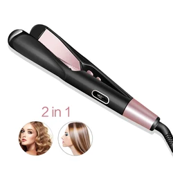 2 In 1 Twist Flat Iron Pro Straightener&Curler Ceramic Hair Curling Iron Wave Hair Crimper Smoothing Curly Hair Iron Hair Styler