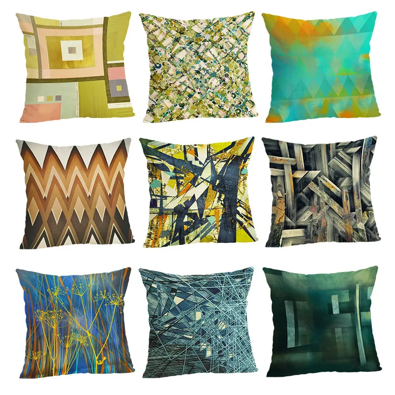 

North American new linen pillow Geometric hug pillowcase sofa hug pillowcase can be customized