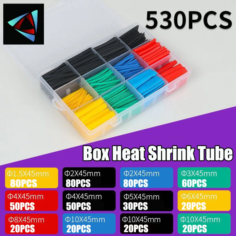 328/530pcs Box Heat Shrink Tube Tubing Insulation Shrinkable Tube