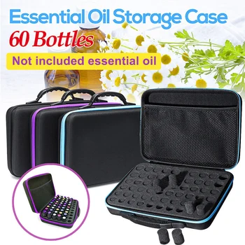 

60 Slots 15ml Storage Case Durable Aromatherapy EVA Box Essential Oil Zipper Bottle Carry Handbag Travel Shockproof Holder