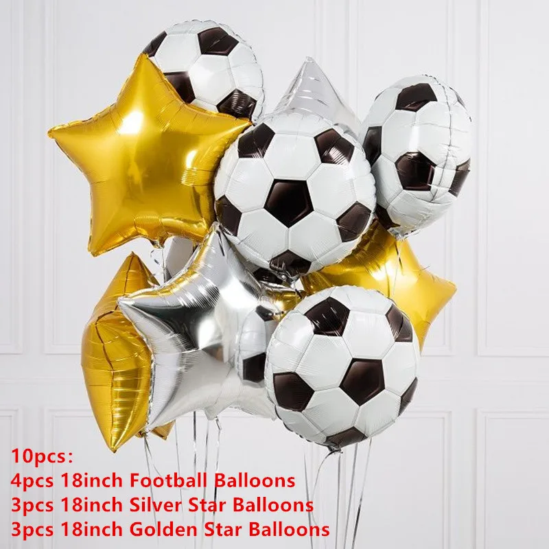 Круглые футбольные фольгированные шары футбольные спортивные встречи тематическая вечеринка на день рождения украшения зеленый черный белый латексные шары KidsToys Globos - Цвет: 10pcs