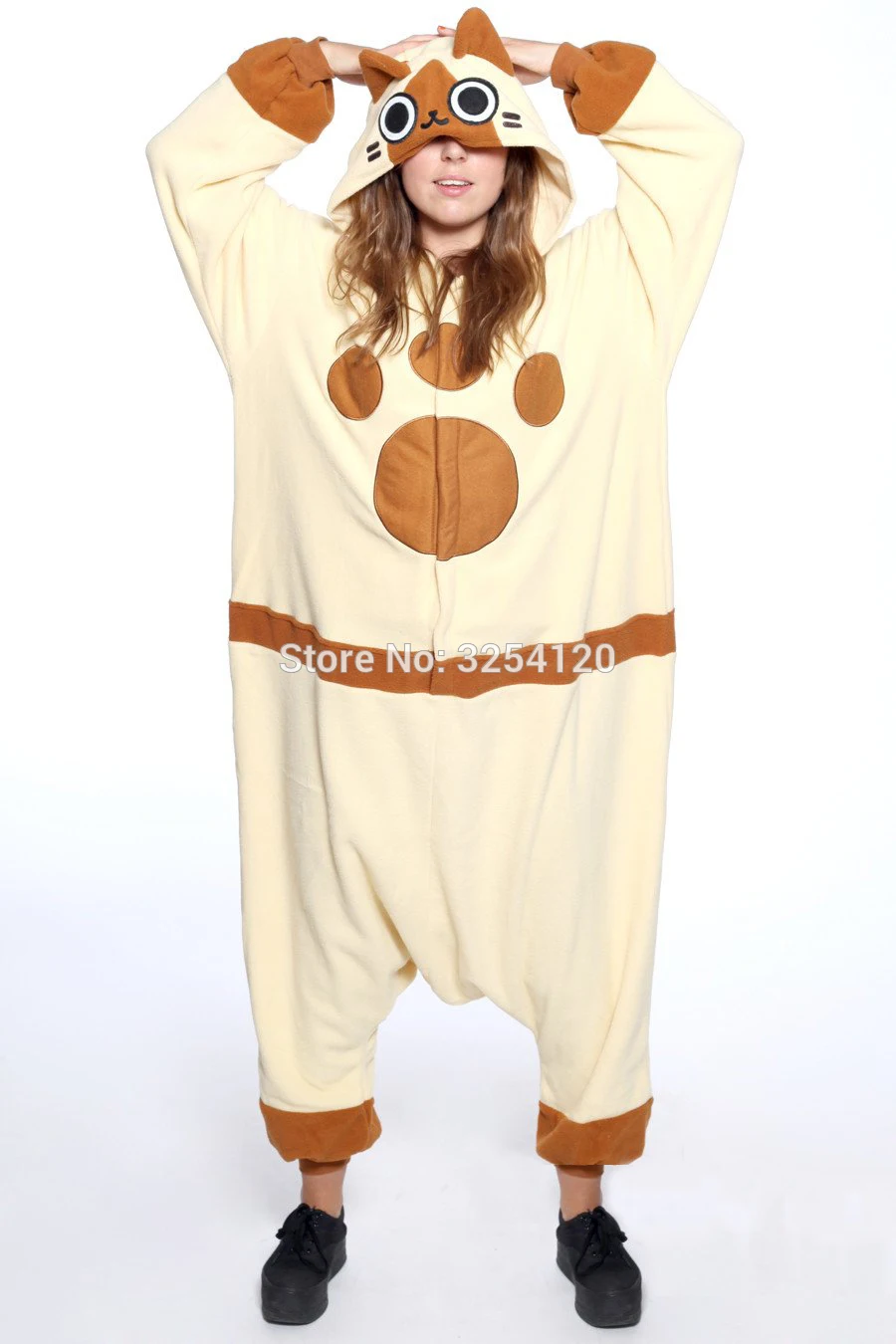 Beige Airu Cat HKSNG Покемон комбинезоны Umbreon Espeon Мультфильм Акула обезьяна пижамы животных Хэллоуин вечерние костюмы для косплея Комбинезон кигуруми - Цвет: Beige Airu Cat