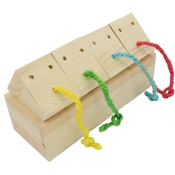 

Wooden Bird Foraging Feeder Toys, ligence Toys for Medium and Large Parrots Sun Conures, Caique, Cockatoo, Macaws