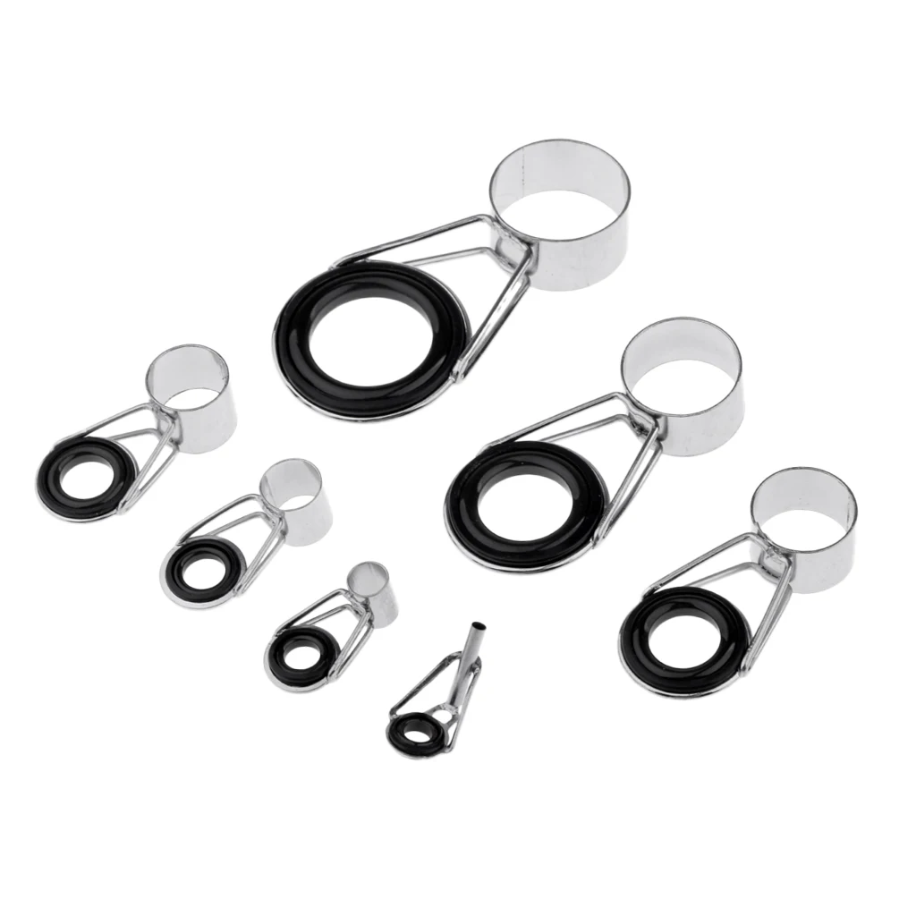 7Pcs 7 Sizes Ceramic Fishing Rod Guide Tips Top Eye Rings Line Repair Kit Fishing Accessories 5mm 6mm 8mm 11mm 15mm 20mm
