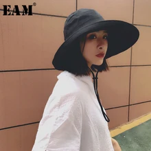 [EAM] 2021 New Summer Fashion Tide Foldable Cap Sun Hat Woman Fisherman Hat Aimple All-match Woman Dome Hat S963