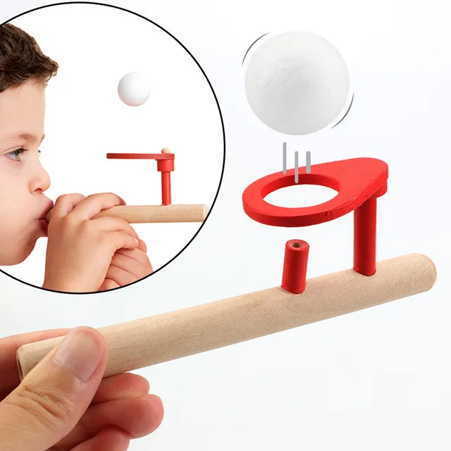 Wooden Blowing Ball Balance Training Vital Capacity Stick for Baby Boy Girl Kid Learning Educational Toys 3