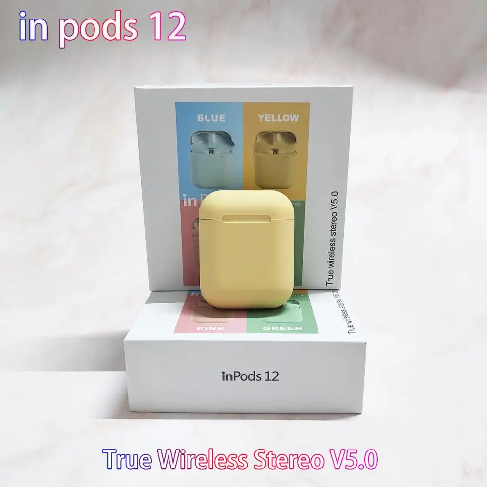 Yellow inpods Inpods 12 Bluetooth гарнитура i11 tws беспроводные наушники Mini i7s Беспроводная Bluetooth 5,0 гарнитура для Apple Android Phone lk te9 - Цвет: Yellow inpods