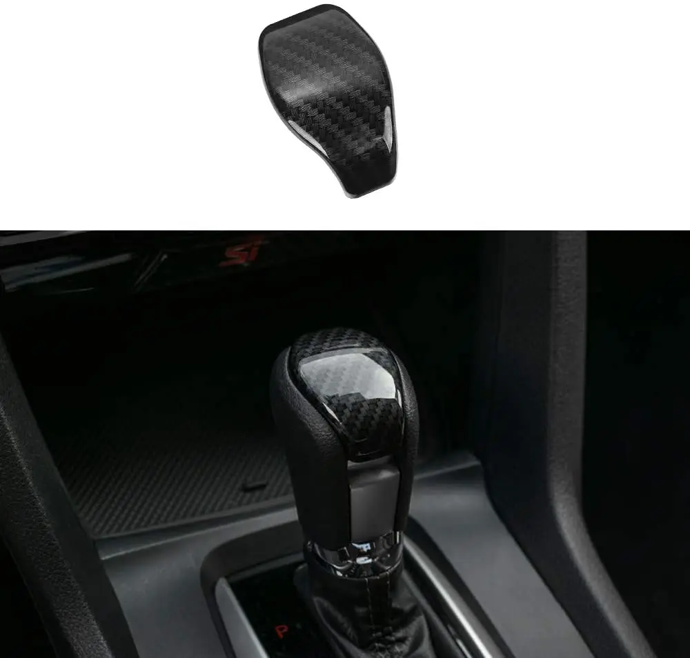 

Thenice 10th Gen Civic Shift Konb Cover ABS Carbon Fiber Style Gear Shifter Knob Decorative Trim for Honda Civic Sedan 2020 2019