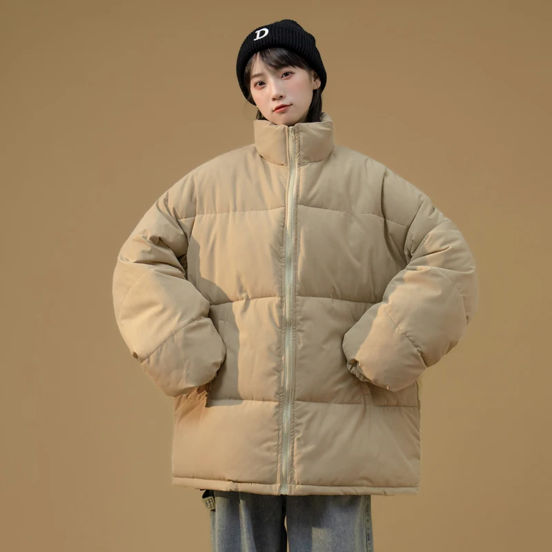 

Winter Loose Padded Down Cotton-padded Jacket Oversize Women Thicken Warm Parkas Coat Stand Collar Solid Female Short Jackets