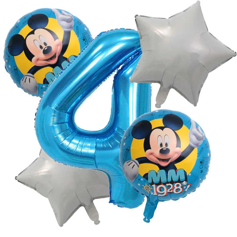 Balloon 4 Вечеринка на день рождения для детей, для мальчиков, тема Микки Маус, вечерние одноразовые тарелки, салфетки для торта, набор шаров из фольги, декор ко дню рождения - Цвет: Balloon 4