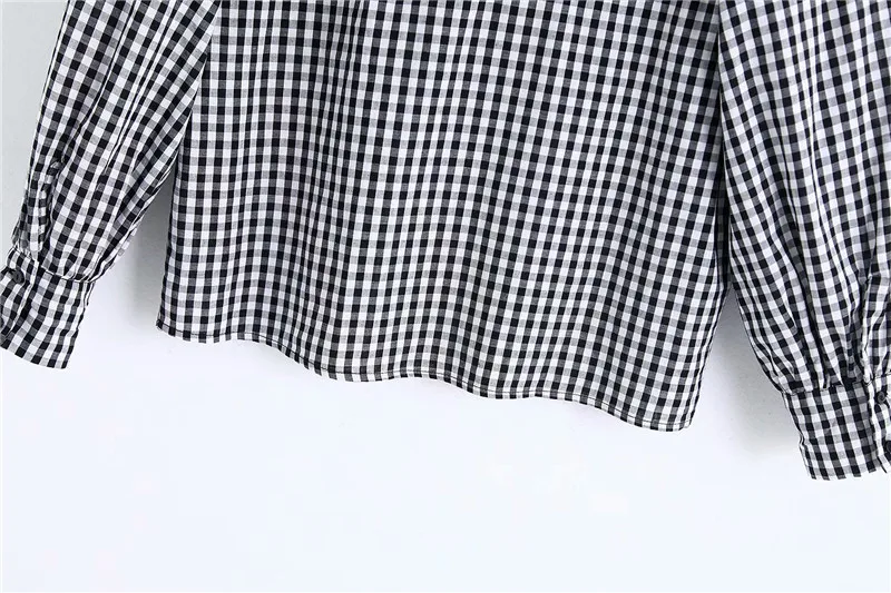 GCAROL осень зима Женская клетчатая Лоскутная Блузка Поддельные 2 шт. клетчатые рукава сплайсированные Рубашки повседневные свободные классические топы для девочек XS-L