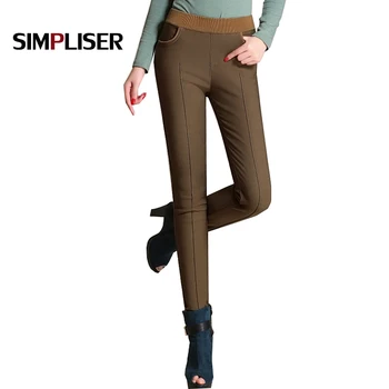 

Women Winter Pants Elastic Waist Pencil Pants Velvet Black Warm Fleece Trousers Female Plus Size 4XL Femme Pantalon 2020 Legging