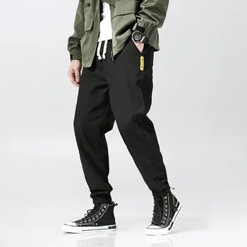 

Casual Men's Harem Pants Loose Ankle-tied Trousers Drawstring Elastic Waist Appliques Male Sweatpants Joggers Pants Plus Size