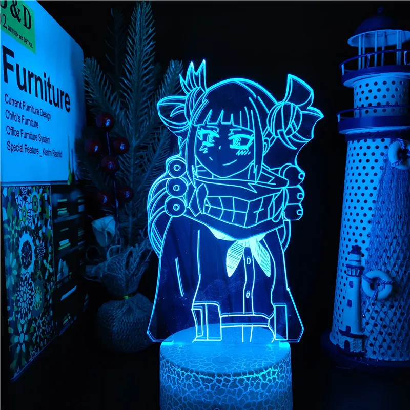 3D Lamp Boku No Hero Academia Himiko Toga Anime Figure LED Lampara Bedside Decor Night Light Decoration Lampe Manga Sunset Lamps