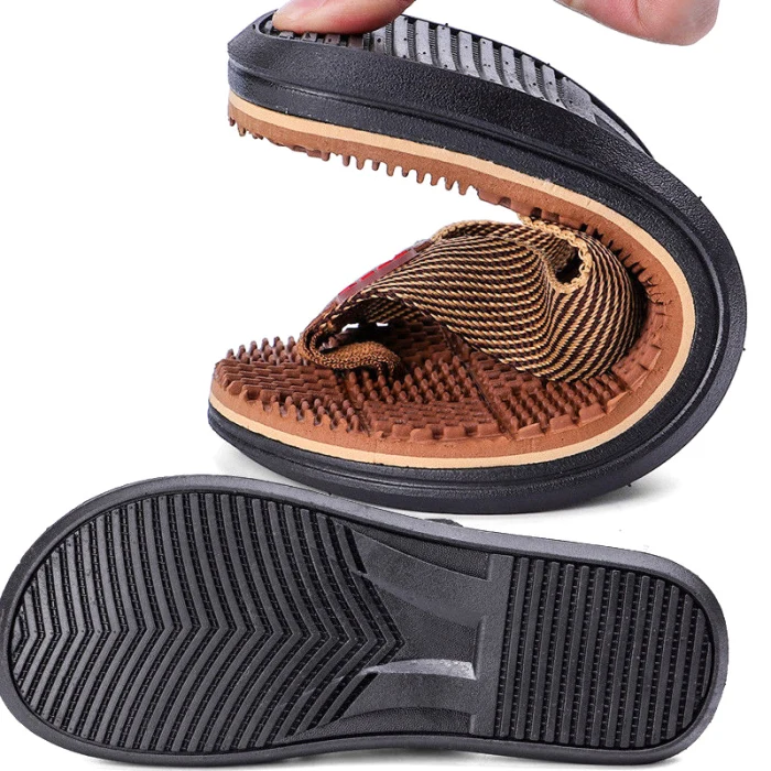 Hot Men Flip Flops Massage Slippers Sandals Textile Strap Anti-slip Shoes for Summer Beach BVN66