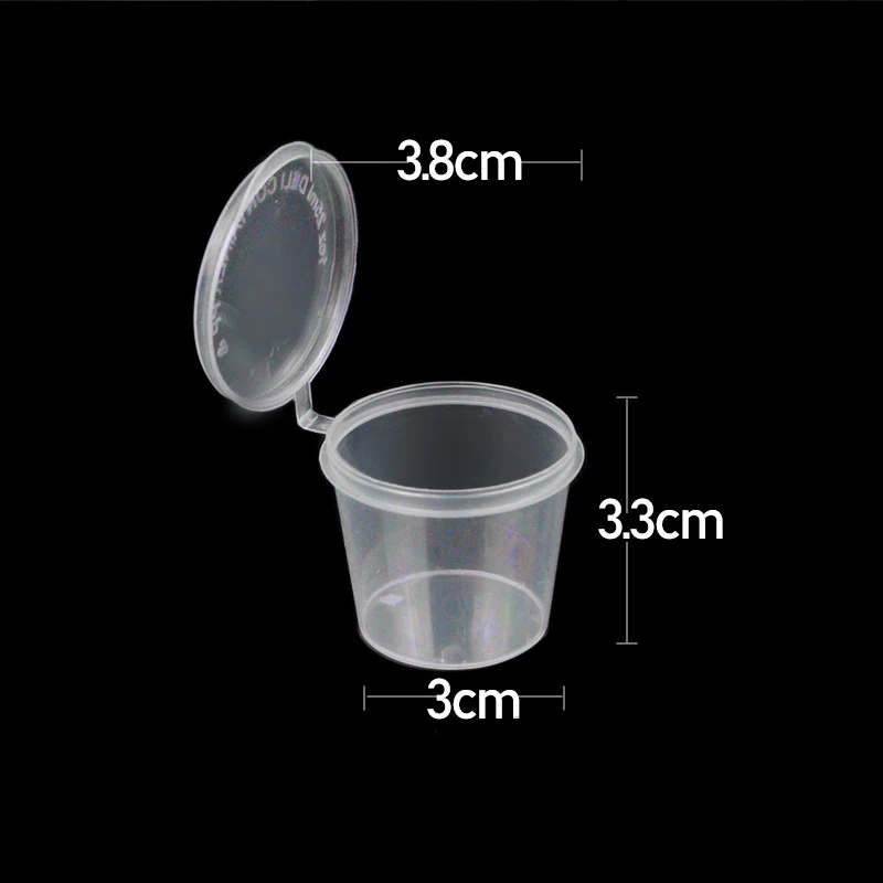 1oz 25ml 50x Small Plastic Sauce Cups Food Storage Containers Clear Boxes