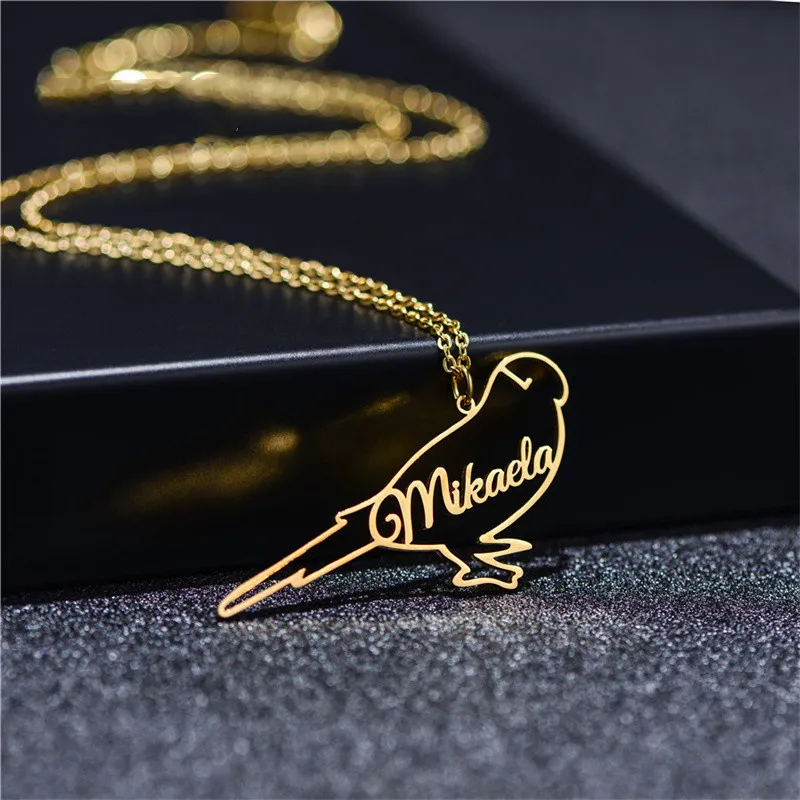 

Collier Acier Inoxydable Femme Personalized Name Necklaces Fashion Jewelry Stainless Steel Nameplate Choker Bird Necklace Kids