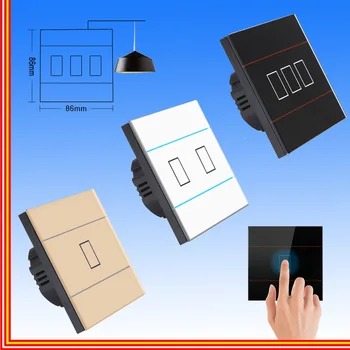 

Wall touch switch wall lighting switch crystal glass panel sensor switch 1 gang AC220V Uk eu standard