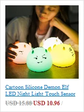 Мультяшный мини-Медведь Кролик Бегемот светодиодный ночник 9 видов цветов силиконовый кролик животное лампа спальня прикроватная лампа для детей
