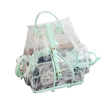 

2020 Summer Hot Sale New Transparent Backpack Korean Version Cute Personality Backpack Solid Color Zipper Buckle