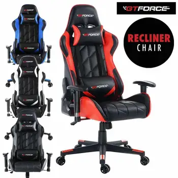 

GTFORCE PRO GT RECLINING SPORTS RACING GAMING OFFICE DESK PC CAR LEATHER CHAIR