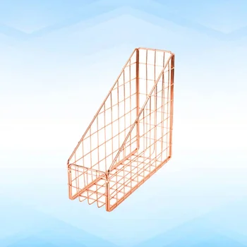 

Nordic Style Letter Holder Book Organizer Wrought Iron Office Desktop Document Storage Rack (Rose Golden)