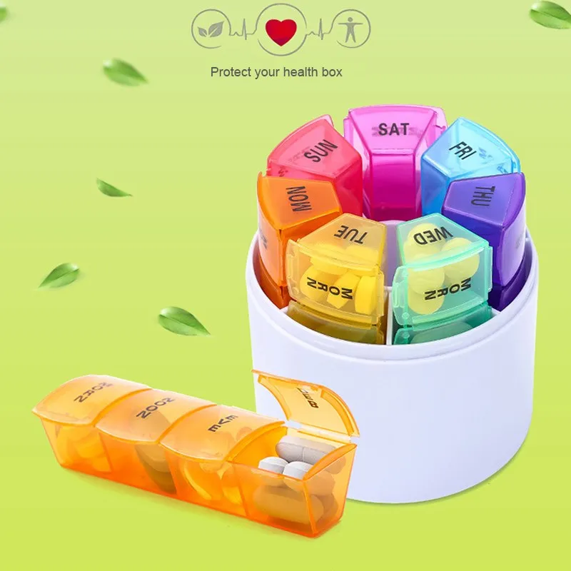 

1pcs Portable 7 Day Mini Case Weekly Tablet Pill Medicine Box Holder Storage Container Case Pill Box Splitters Travel Pill Box