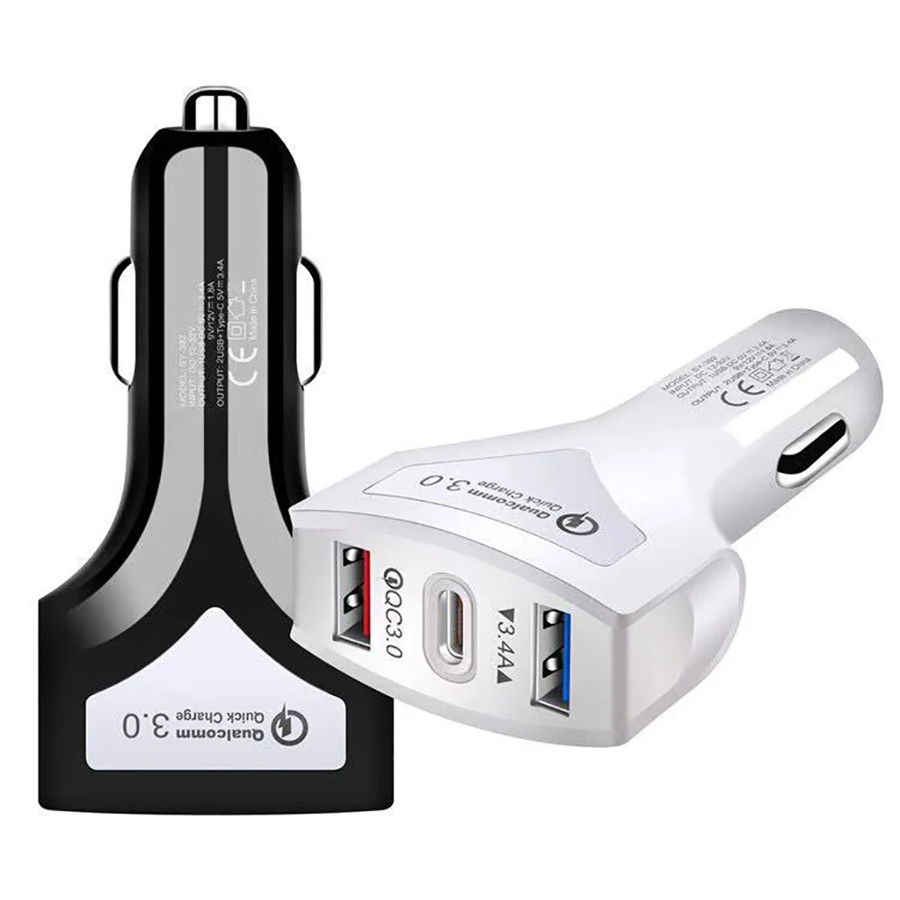 3 порта usb type-C QC3.0 автомобильный прикуриватель телефон быстрое зарядное устройство адаптер питания