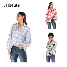

Autumn Ladies Casual Women's Blouse Printing Long-Sleeved Letter Printing Newspaper Mature Shirt Women Loose Trend Design Sense