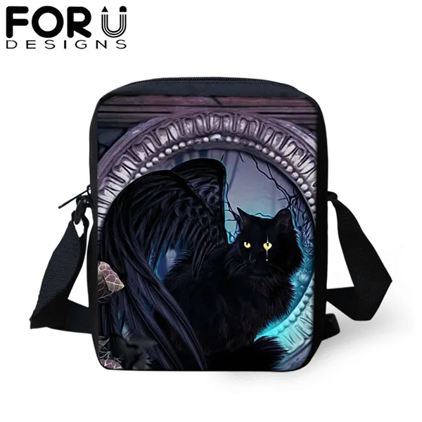 FORUDESIGNS/сумка-мессенджер с мультяшным готическим котом для девочки-подростка, новинка, сумка на плечо для женщин и детей, мини-сумка через плечо, кошелек - Цвет: CDGX1416E