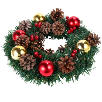 

1pc Christmas Ornament Berry Pinecone Wicker Wreath (Assorted Color)