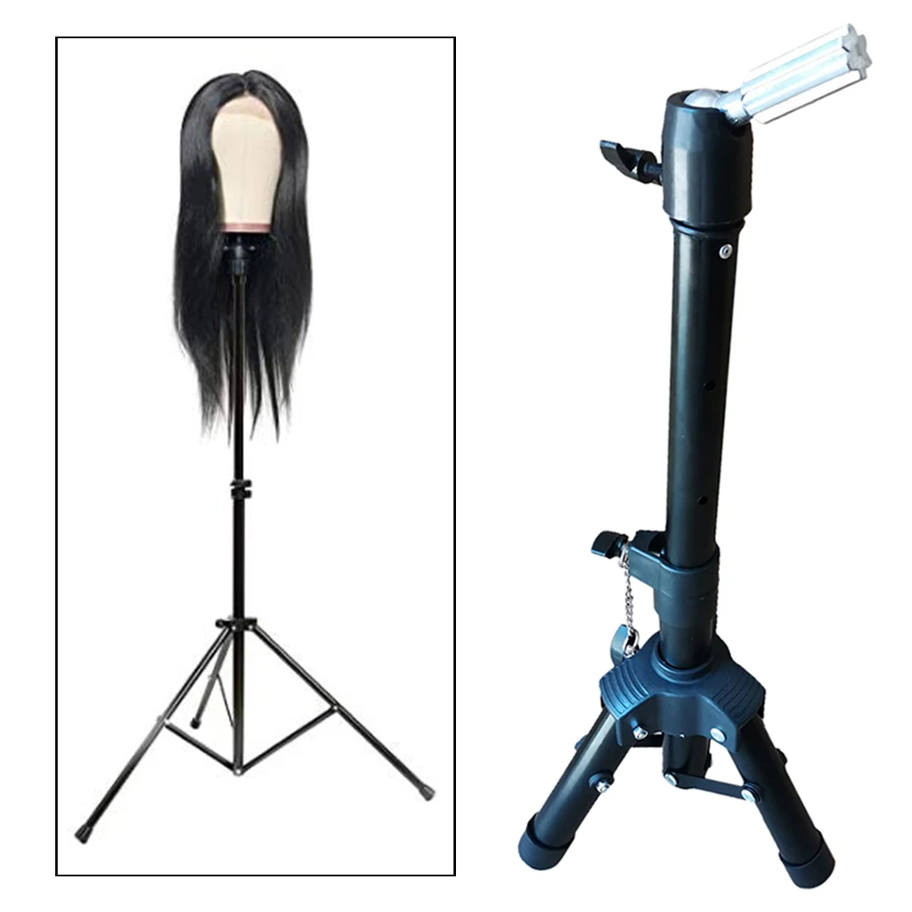 Canvas Block Mannequin Head + Tripod Training Stand Non-Slip + 100 T Pins