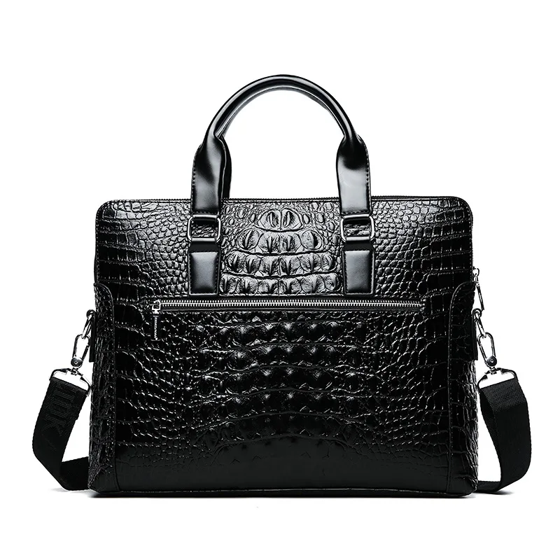 

Handbag Crocodile Pattern Men Business Casual Cross Large Capacity Computer Bag 14-Inch Briefcase Men's