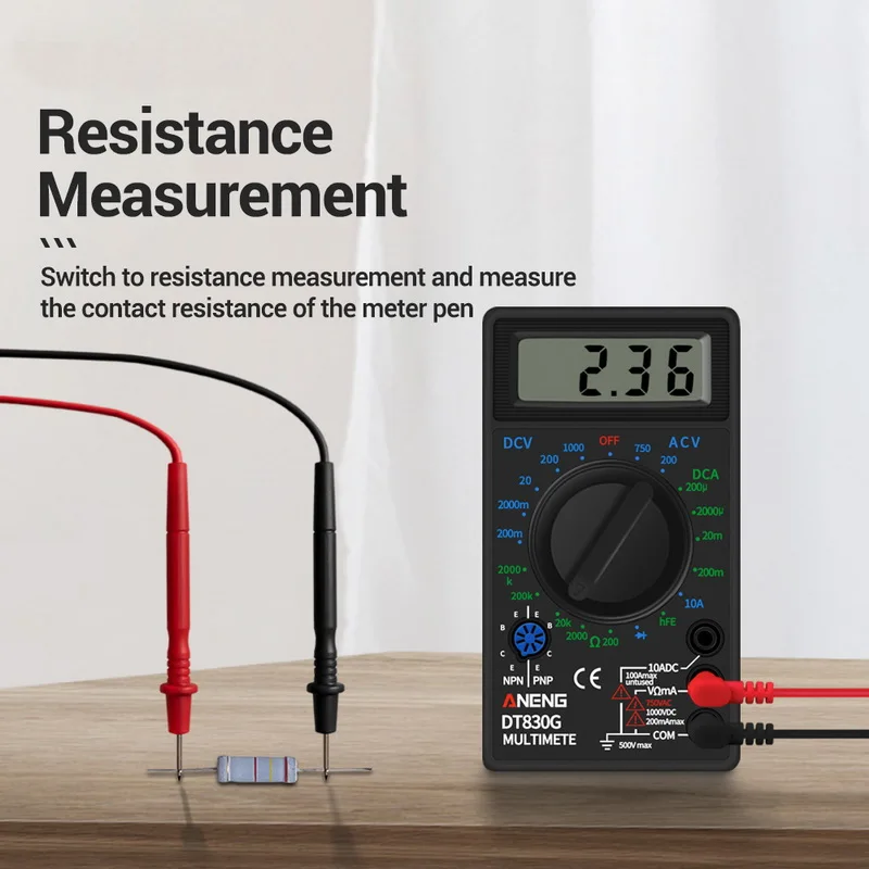 1 шт. DT830G мультиметр AC/DC Цифровой 750/1000 в Черный Автоматический диапазон ручные ЖК-цифровые мультиметры Вольтметр Амперметр Ом тестер