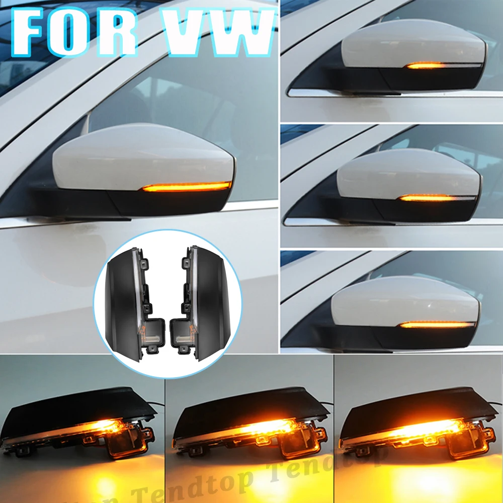 

2pcs Dynamic Turn Signal Lamp LED Side Wing Rearview Mirror Indicator Blinker Light For Volkswagen VW Polo MK5 6R 6C Series