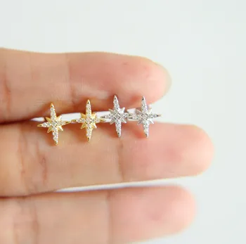 

2019 fashion cute tiny mini girls stud 100% 925 sterling silver pave cz 10mm sunburst northstar christmas gift tiny stud earring