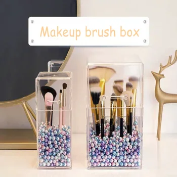 

Makeup Brush cosmetic organizer for makeup utensils with pearls Storage organizer with padded