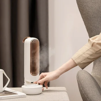 

Household Fans Air humidifier Silent Leafless Fans USB Rechargeable Cooling Spray Adjustable Desktop Fans For Home Office