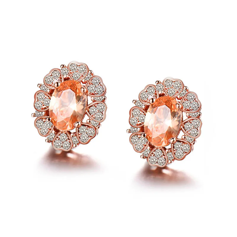 champagne Jellystory Trendy 925 Silver Earrings with 7*5mm Oval Shape Emerald Gemstones Stud Earrings Jewelry for women Wedding Party Gift - Цвет камня: champagne