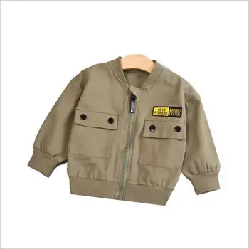 

Spring Autumn Jackets Boys Girls Coat Bomber Jacket Green Boy's Windbreaker Jacket Letter Cartoon Print Kids Children Jackets